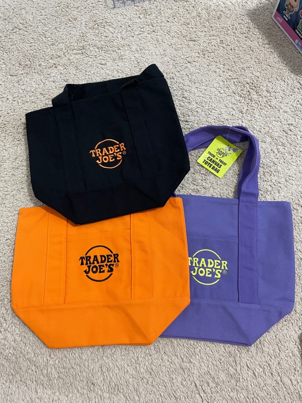 Trader Joe's Kids Canvas Tote Bag — Black, Orange & Purple